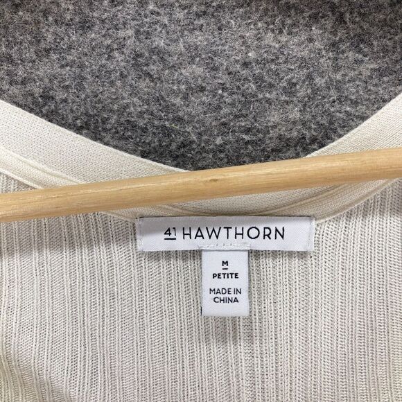 5/$45 41 Hawthorn Cardigan Women PM Petite White V-Neck Button Up Long Sleeve - Picture 5 of 9